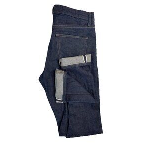 Uniqlo Jeans Mens 29x34 Dark Blue Denim Jeans Ankle Selvage Selvedge